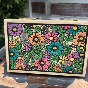 Solid Wood Keepsake / Trinket Box w/ beautifully painted or colored lid - Nice